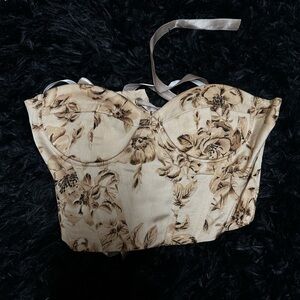 tan floral corset top